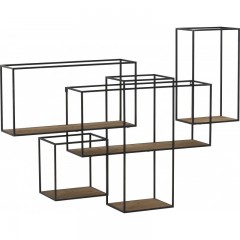 WALL SHELF OFFSET METAL WOOD 